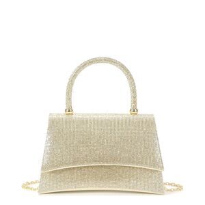 Tiffany & Fred Paris Crystal-Embellished Leather Evening Satchel, Yellow